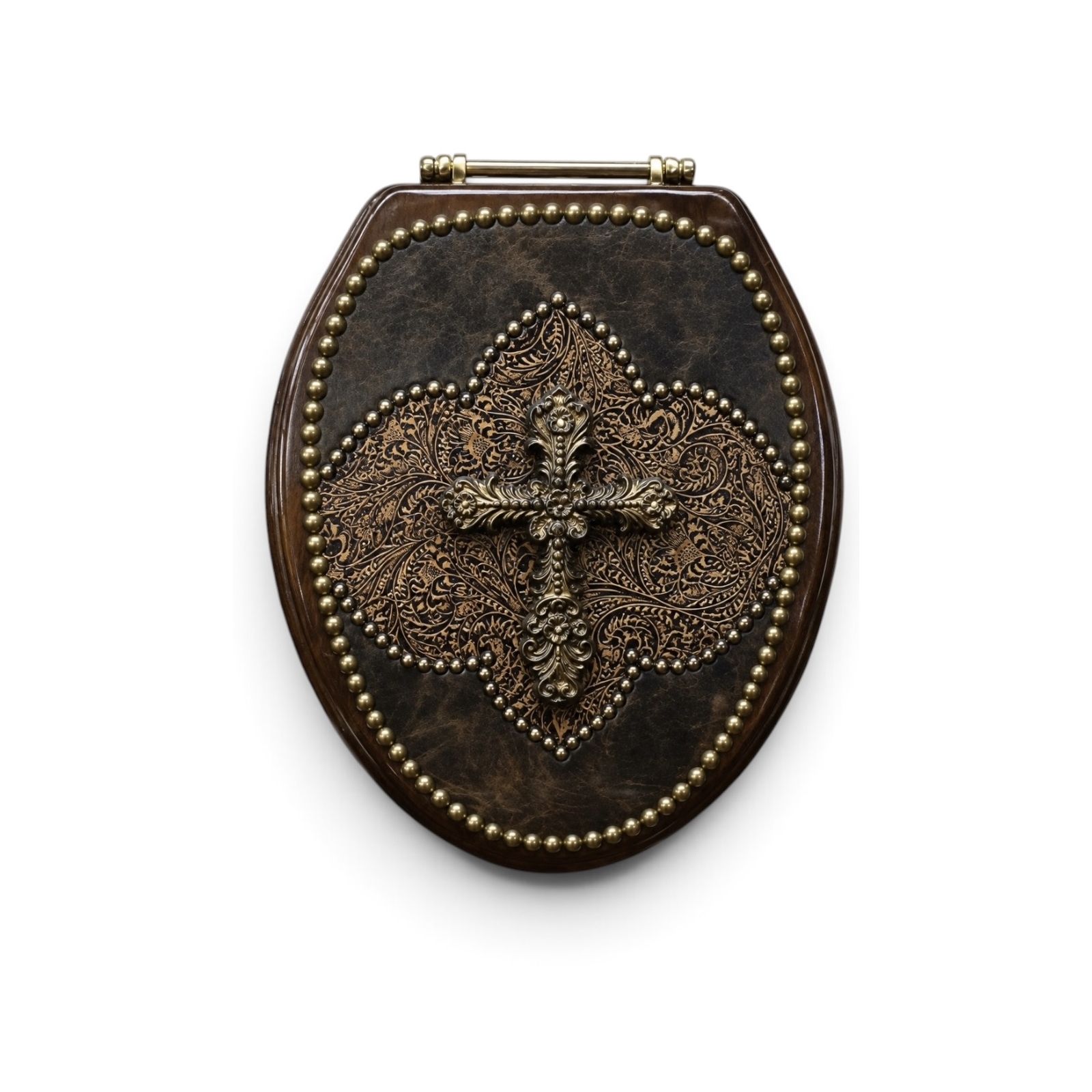 Leather Cross Toilet Seat